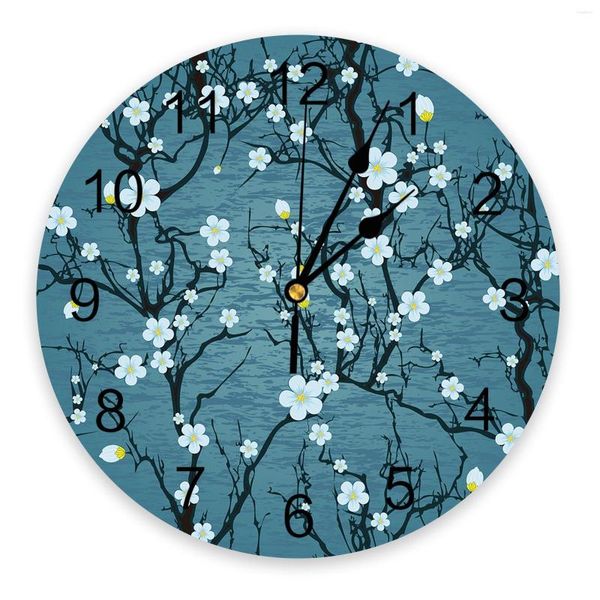 Orologi da parete Sakura Flower Abstract Water Wave Orologio Design moderno Soggiorno Decorazione Cucina Silent Home Decor