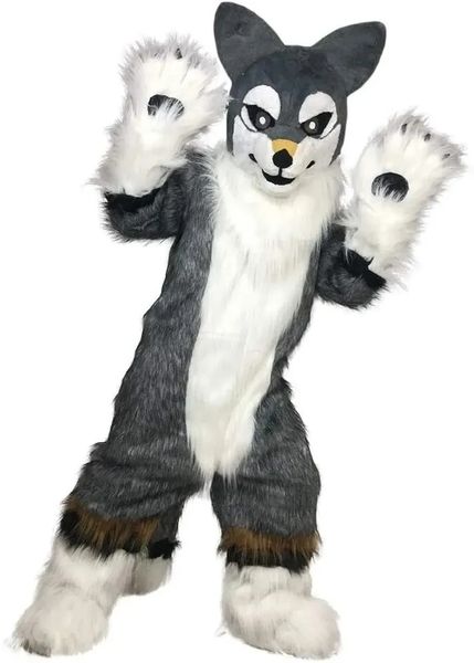 Halloween Taglia per adulti Miglior prezzo Husky Fox Dog Wolf Fur Mascot Costume Halloween Christmas Fancy Party Animal Cartoon Character Outfit Suit Mascotte della festa di compleanno