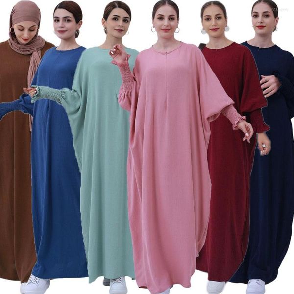 Roupas étnicas lisam abaya feminino manga borboleta vestido longo islâmico Muslim Dubai Dubai Modéstia Turca Prayment Robe Kaftan Jilbab