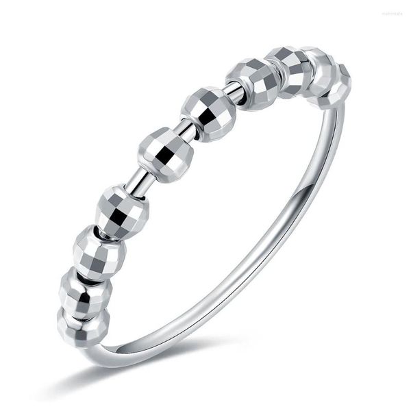 Cluster Ringe 925 Sterling Silber Angst Ring Frauen Männer Runner Fidget Einstellbare Stapeln mit Perle Sorgen Stress Relief Schmuck