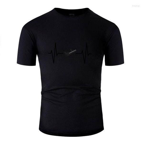 Мужские футболки Tshirt Man Man Cotton Commical Commical Heartbeat Aircraft Плото