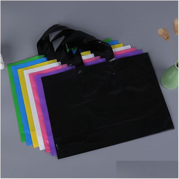 Bolsas de embalagem loja de plástico com alça de cor sólida vestuário/roupa/embalagem de presente suprimentos de festa de festa de festa personalizada Avaliável Dhlxd