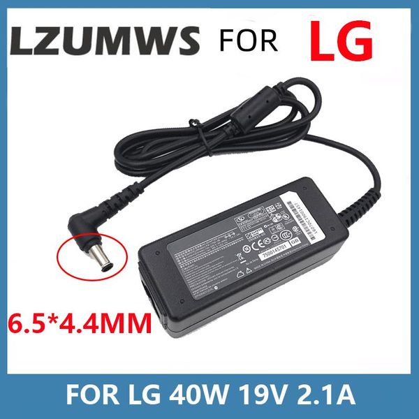 Chargers 19V 2.1a 6,5*4,4mm Adaptador para LG 24 polegadas LED LCD Monitor AP16BA LCAP26BE ADS45FSN19 19040GPCU Cabo de alimentação de carregador