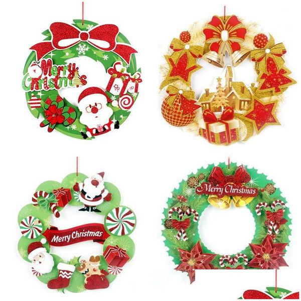 Decorações de Natal Porta Guirlanda de Papel Decoração Feliz Natal Festa Welcome Window Hanging Tree Guirlanda Guirlanda Drop Delivery Home G Dhgex