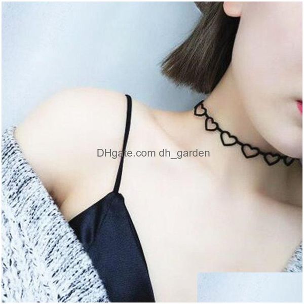 Girocolli Girocollo Scava Fuori Amore Cuore Nero Veet Collana Chocker Tattoo Collares Collier Femme Gioielli Regali Drop Delivery Collane Dhnk8