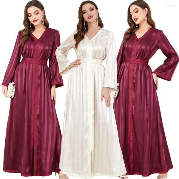 Roupas étnicas abayas pretos para mulheres Partido árabe noturno marroquino Kaftan com cinto árabe vestido árabe ramadã eid islâmico jalabiya abaya