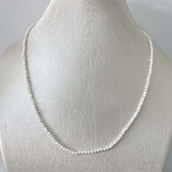 Catene 3MM Bianco Perle del Mare del Sud Collana in pietra di conchiglia Delicato 2023 Perline naturali Catena in acciaio inossidabile Collare per gioielli Regalo donna