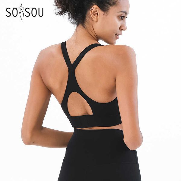 Bras Soisou New Treinamento Mulheres Top Bra Brawhewe Gym Gym Fitness Feminino Funcionque Buckle Strong Holding Sports Bra 5 Cores J230529