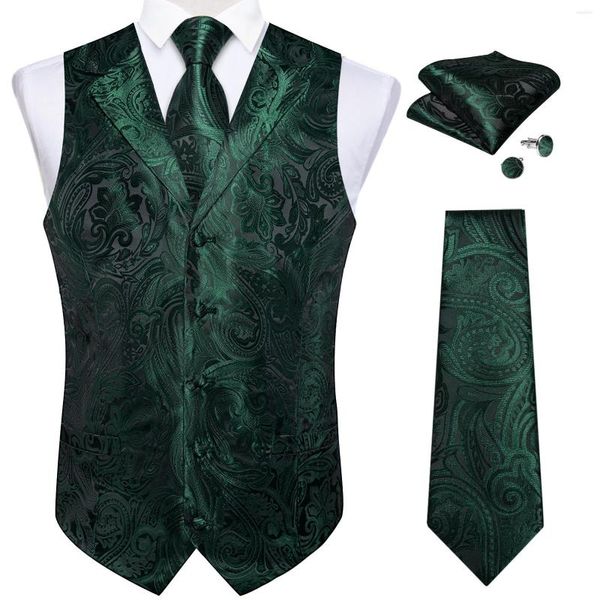Мужские жилеты темно-зеленый мужской жилет Опенситочный воротник бизнес-смокинг платье в жилету