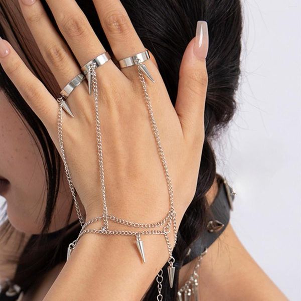 Pulseiras de charme pulseira de anel de moda com anéis declaração de jóias de jóias ajustáveis ​​para dentes para mulheres meninas