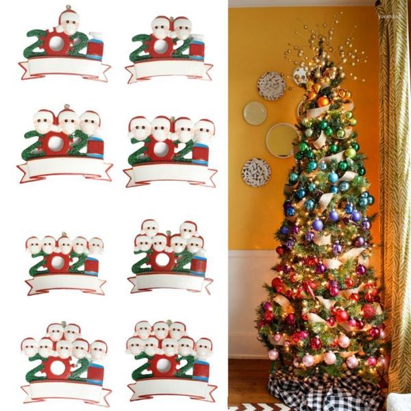 Decorazioni natalizie Ornamento per 2-10 persone Famiglia personalizzata Pendenti appesi fai-da-te Babbo Natale con maschera Ornamenti per la decorazione dell'albero di Natale