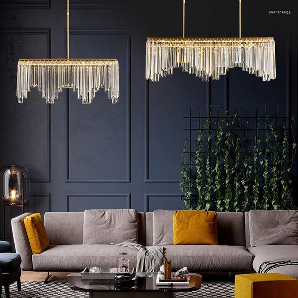 Lustres fss fss pós -moderno lustre de cristal lustre dourado lâmpada de cobre corpo leve luxo de luxo barra balcão jantar