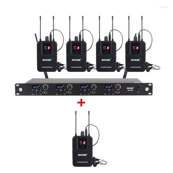 Microfones ACEMIC EM-D04 sem fio Monitor Sistema Profissional IEM para Stage Show Retornos Com vários receptores BodyPack