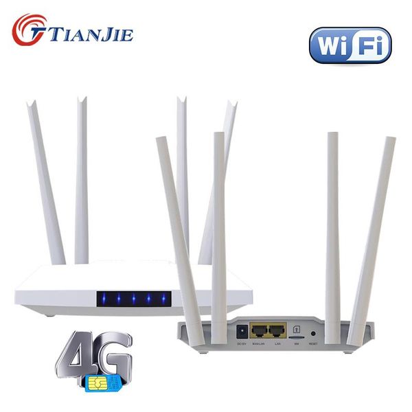 Router Tianjie freigeschaltet 300 Mbit / s 4 Quad Externe Antennen Home WiFi Router 3G GSM LTE Hotspot 4G Modem mit SIM -Kartensteckplatz