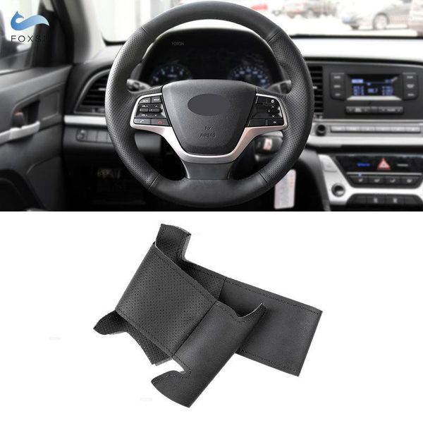 Крышки рулевого колеса для Elantra 4 2023 - Solaris Accent Accent Accent Care Car Black Perforated Leather Cover