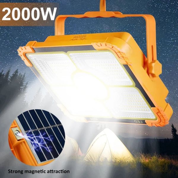 Tragbare Solar-Straßenlaternen-Scheinwerfer, leistungsstarke wiederaufladbare LED-Magnet-Taschenlampe, Licht für Arbeiten im Freien, Reparatur-Beleuchtung, LEDs