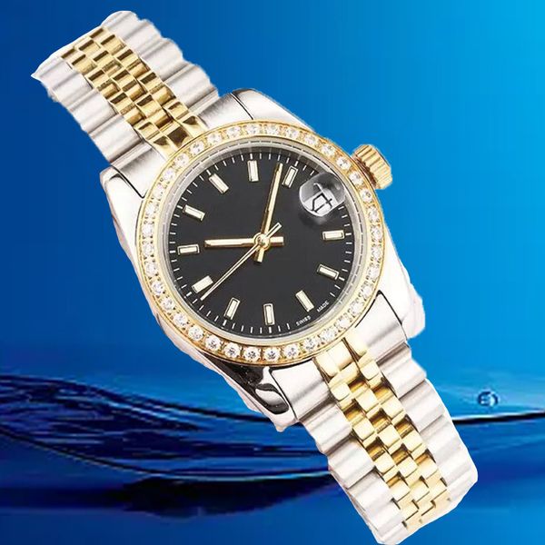 41 m 36 mm Damenuhr mit Diamanten, 31 mm, 28 mm, automatische mechanische Uhren mit Box, wasserdichte Saphir-Armbanduhren, Silber, Schwarz, Gold, runde Edelstahluhren