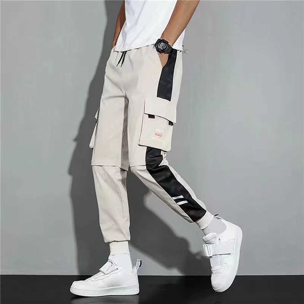 Primavera e verão Novo Harajuku Ostores de calças finas de calça de carga meninos que jogam uniformes táticos para homens de pista masculina Cool P230529