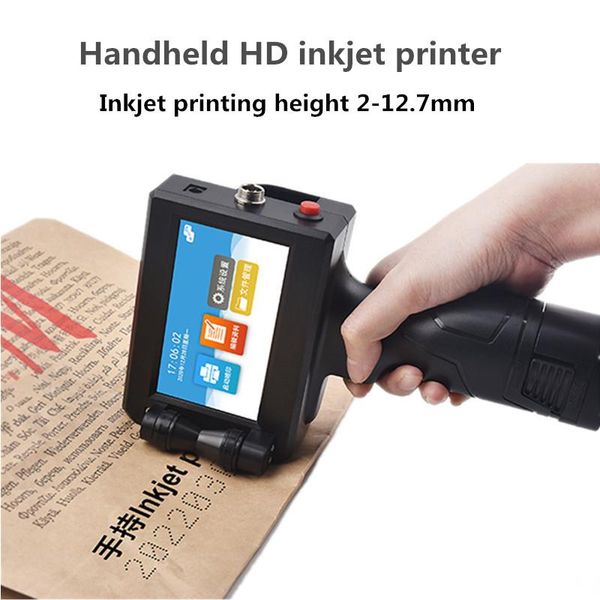 Impressoras D10 Dados de variáveis online Código QR Data Número de série Rótulo de série 12.7mm Manual portátil portátil portátil Impressora de jato de tinta automática