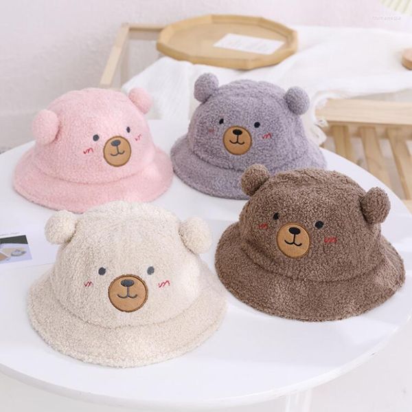 Berets милый медведь детский шляпа шляпа из ягненка Осенняя зима теплые дети солнце