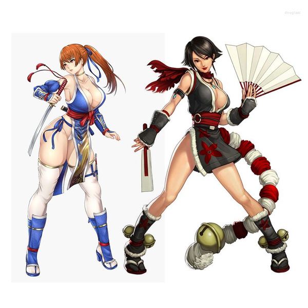 Wandaufkleber, drei Ratels, CDM375, Chun-Li und Kasumi, klassischer weiblicher Kämpfer, Cartoon-Aufkleber, Gabinete Gamer-Geschenk, Kühlschranketikett