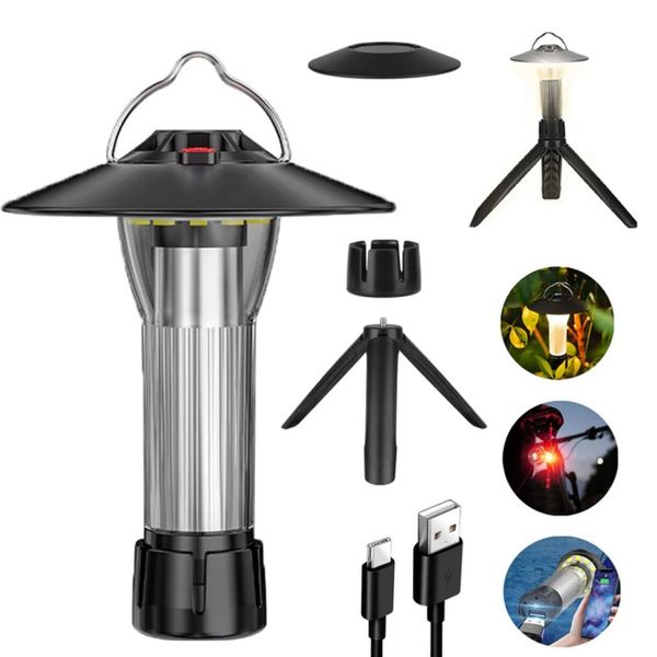 Lanterna de acampamento de 3000mAh Lanterna de acampamento portátil Luzes de acampamento USB Mini lanternas lâmpadas semelhantes ao objetivo zero micro flash