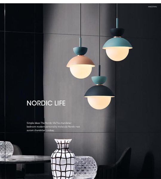 Lampade a sospensione Nordic Restaurant Super Bright Creative Nail Industry Wind Milk Tea Shop Barbiere Camera da letto Lampadario da comodino