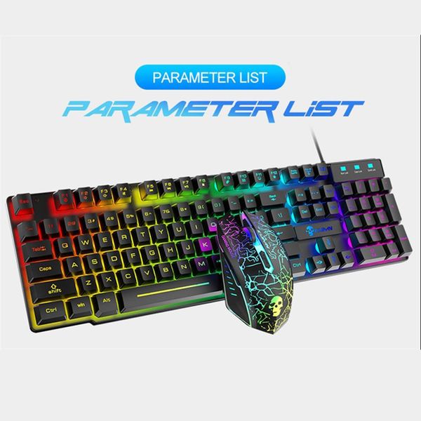 Combo Tastiera da gioco RGB USB cablata da 1,5 M Tastiere e mouse da gioco con retroilluminazione Pad 2400 DPI 3in1 Set Accessori da gioco per computer