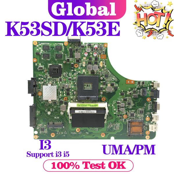 Motherboard Kefu -Mainboard für ASUS K53SD K53E K53S K53 A53S A53E Laptop Motherboard i3 oder Support i3 i5 Uma/PM