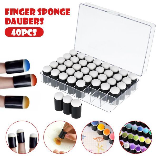 Acessórios 40pcs/conjunto de dedo infantil DAUBERS DAIBERS TINTA PONTAGEM DE TINTAGEM BINDO DE PAINHO DIY DIY SCRAPBOOKING PINTURA DO KIT DE DESENHO