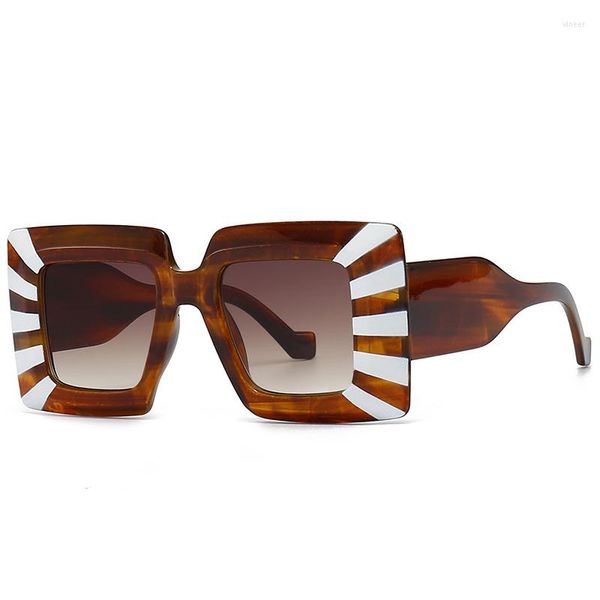 Óculos de sol 2023 Moda Big Frame Mulheres Designer de marca Vintage Square Sun Glasses for Shades feminino Eyewear Anti-Glare 27005