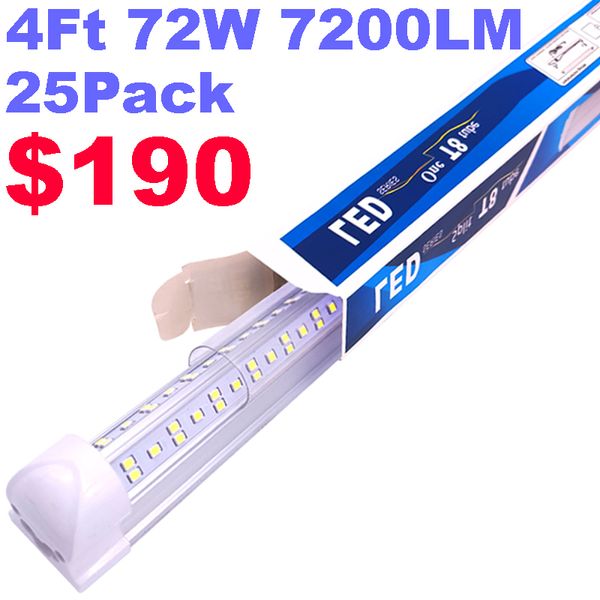 Luci a tubo a led 72W 4Ft 100W 8Ft integrato T8 SMD2835 110lm/W Copertura trasparente ad alta luminosità AC 85-265V Copertura trasparente Luci per porte di raffreddamento usalight