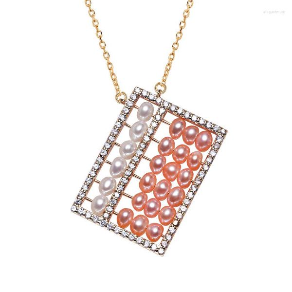 Anhänger Halsketten Mode Süßwasser Perle Halskette frauen Abacus Set Kristall Freundin Business Hochzeit Geburtstag Schmuck Geschenk