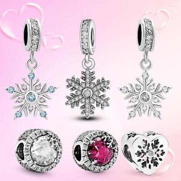 Charms Winter Snowflake Pinging Dangle Women Women 3mm Momento da corrente de cobra Bracelete Radiante Rios de Cristal para Jóias