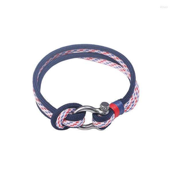 Link Bracciali Gioielli Uomo Catena con ciondoli Moda Corda in pelle colorata Braccialetto a vento navale Braccialetto alla moda Bellissimo marchio