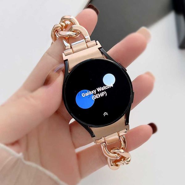 Diğer Saatler Moda Kovboy Zinciri Metal Kayışı Samsung Galaxy Watch 5/Pro 4 Band 44mm 45mm Klasik 42mm 46mm Yedek Bilezik J230529