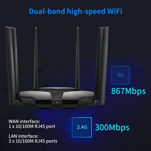 Router leistungsstarke nützliche 2,4 g 5G 1200 Mbit / s breites Deckungsnetzwerk Router Dual Band WiFi Router Schockproof Home Supplies