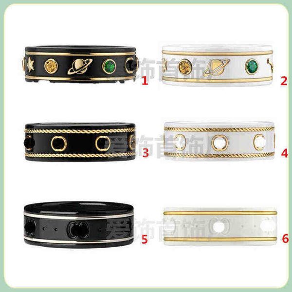 gioielli di design bracciale collana anello Accessori anello in ceramica bianca pietra in acciaio nero per uomo donna per fare regali alle amiche