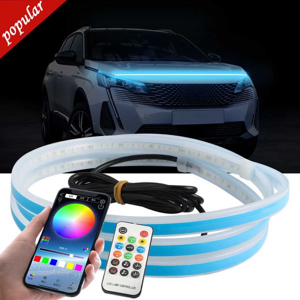 New Led Car Hood Strip Light Faixa de luz automática App decorativo de controle remoto Flâmina de controle flexível atmosfera decorativa RGB Lâmpadas