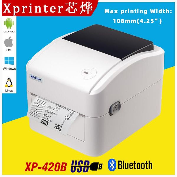Drucker XP420B 4 Zoll Thermalversandetikett Drucker 25115mm Barcode Aufkleber Druckmaschine mit USB Bluetooth Paper Room Windows Mac