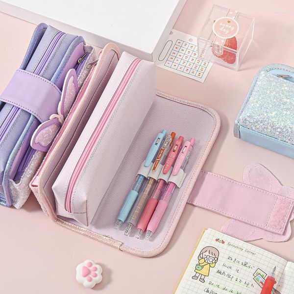 Splittable Schmetterling Niedliche Federmäppchen Mädchen Tasche Kawaii Stift Geschenke für Kinder Schüler Schulbedarf Aufbewahrung