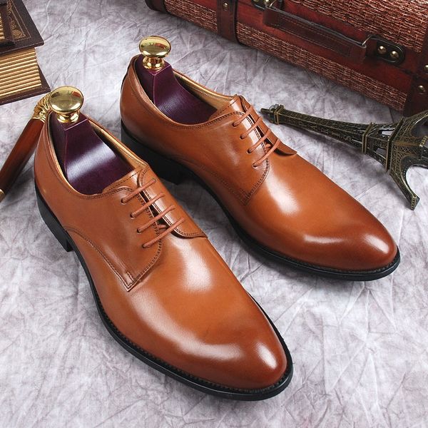 Nuovi uomini marroni neri vestono scarpe fatte a mano in vera pelle maschile oxford scarpe brogue da uomo vintage classiche italiane oxford