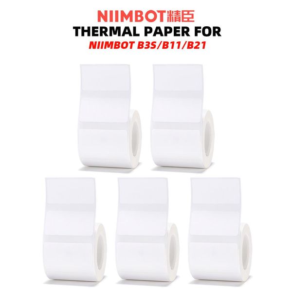 Drucker 5 Roll Thermal Druckpapier Selfadhäsive Papierbarcode Preis Größe Name Etikettpapier für Niimbot B3S/B11/B21 Thermischer Drucker