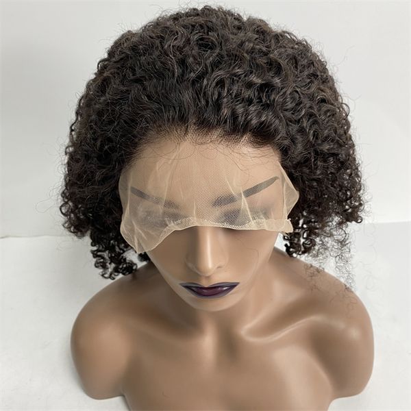Echthaar-Systeme aus europäischem Echthaar, natürliche Farbe, 6 mm tiefe Körperwelle, 130 % Dichte, Vollspitze-Perücke für schwarze Frauen