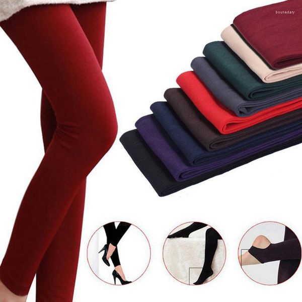 Frauen Leggings Herbst Winter Frau Dicke Warme Candy Farbe Gebürstete Holzkohle Stretch Fleece Hosen Trample Füße