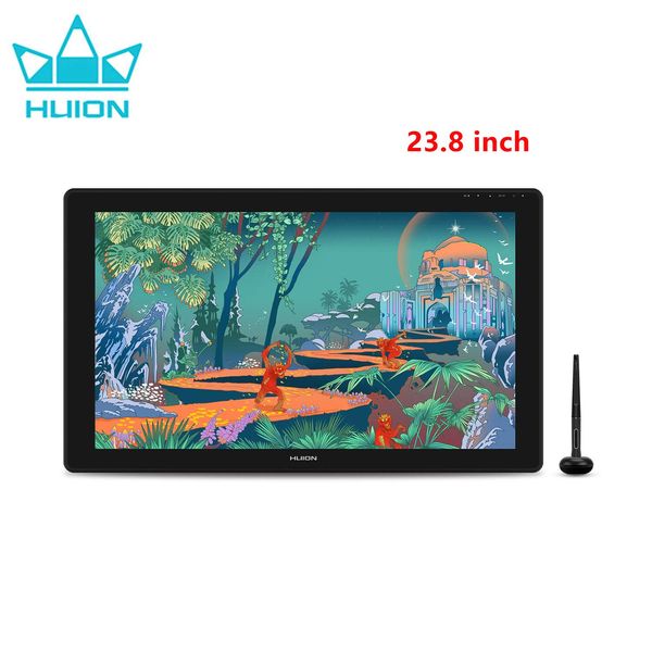 Tablet huion kamvas 24 graphics tablet monitor da 23,8 pollici a schermo QHD display a penna per pellicola di vetro antiglare con supporto per supporto Android
