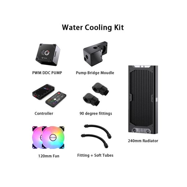 Kit de resfriamento de água de granzon de resfriamento para bloco de GPU da AIO CPU com ventilador de 120 mm de 120 mm 240mm 360mm Sistema de Radiator PC G1/4 '' Tubo de mangueira de ajuste