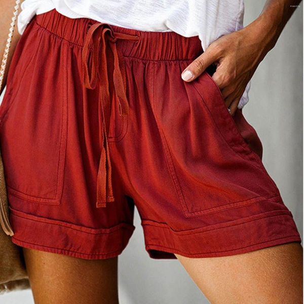 Shorts femininos cintura de cordão de cordas