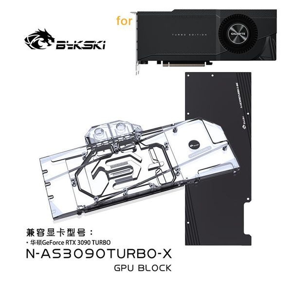 Охлаждение Bykski Water Block Использование для ASUS Geforce RTX 3080TI 3090 Turbo Video /GPU Card /Mopper Radiator RGB Sync /NAS3090Turbox