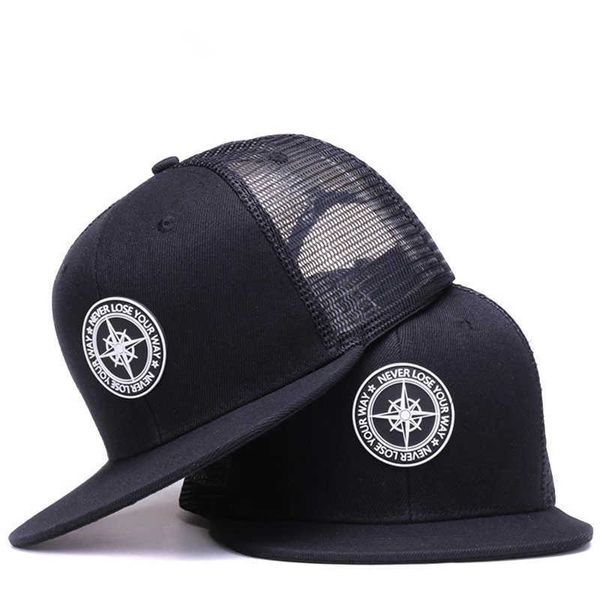 Snapbacks Baseball masculino Black Snapshot de alta qualidade Hip Hop Hip Hop 6 painéis Mesh Mesh Card Cap G230529